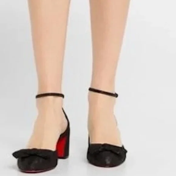 Christian Louboutin JANE BOW 55 Jacquard Marble Mary Jane Pumps Heels Shoe - Picture 4 of 16